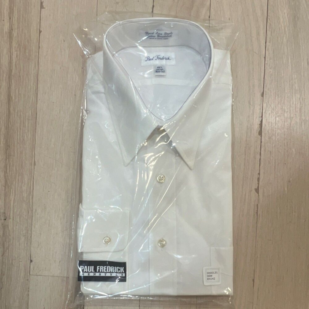 Paul Fredrick White 100% Cotton Men's Dress Shirt 16½-32 Long Sleeve Classic